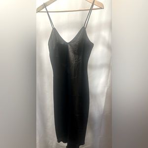 Black Satin Midi Dress
